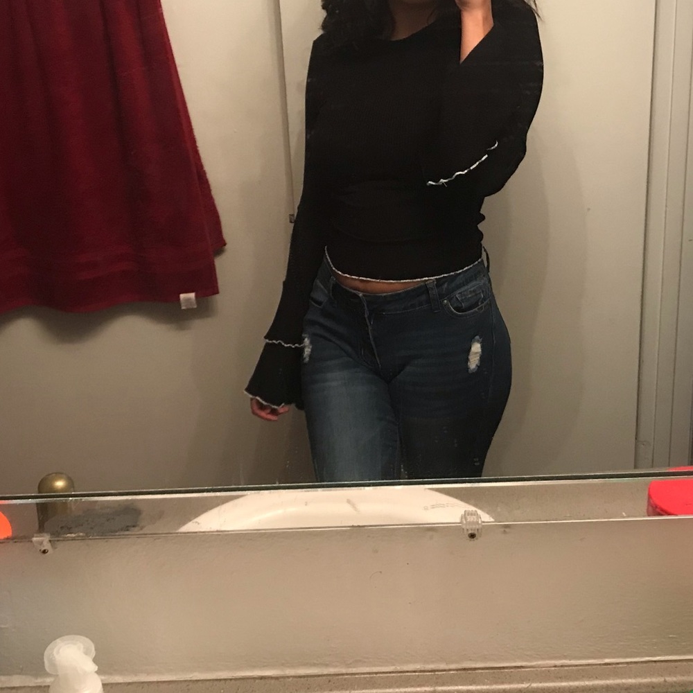 Ribbed bell sleeve top